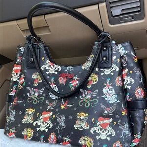 Ed Hardy Multicolor Tattoo Design Shoulder Bag